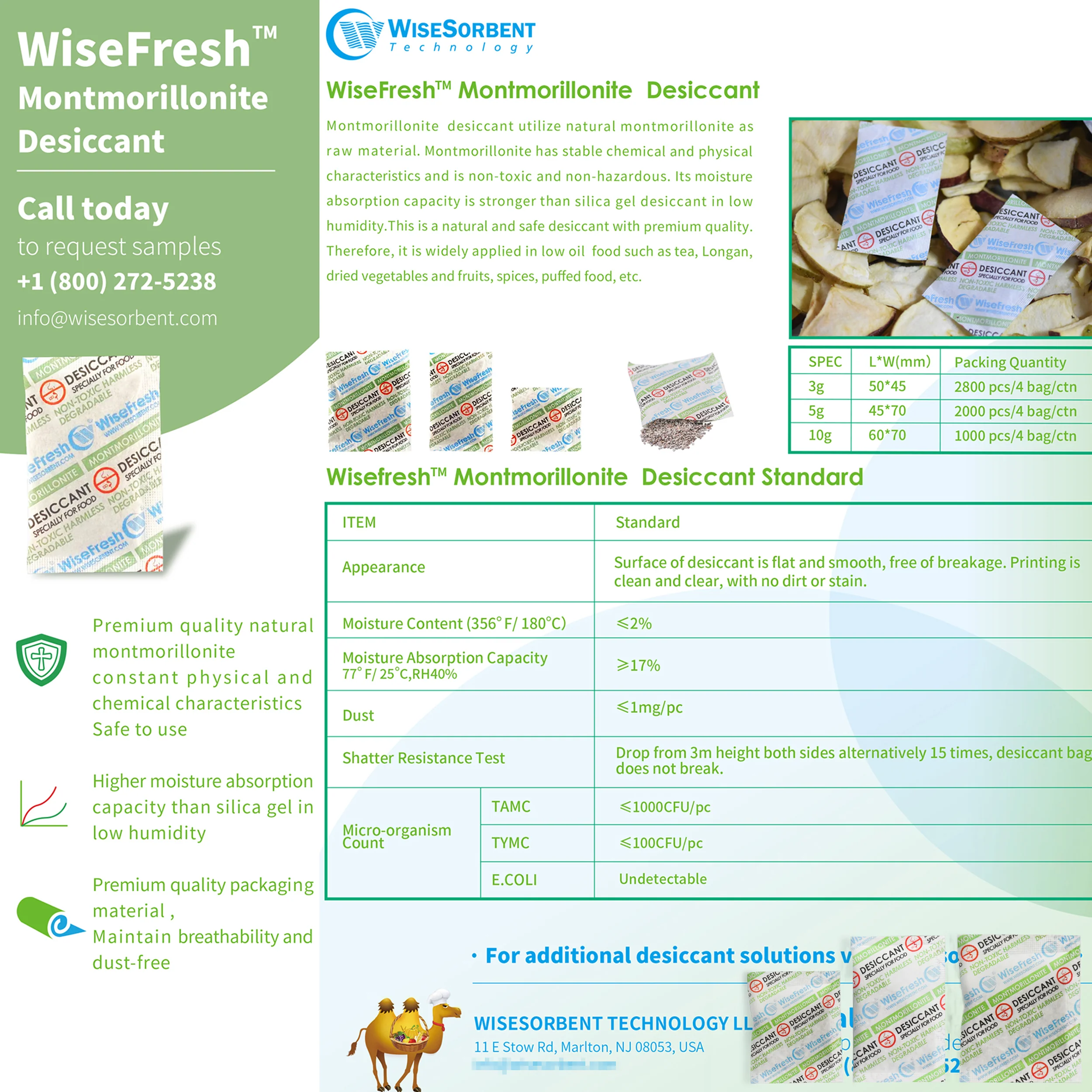 5g Non-Woven Paper Clay Desiccant Packets – Food Grade Moisture Absorbers for Spices - Image 3