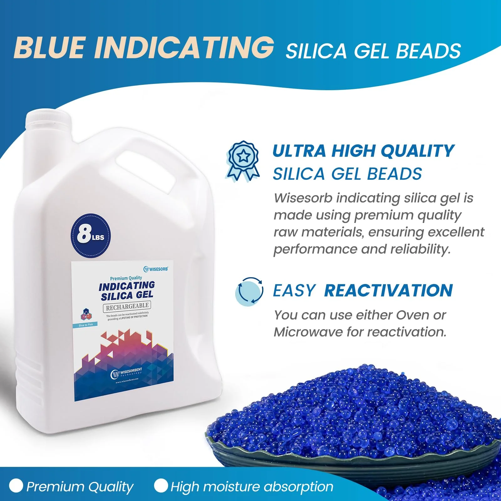 8 lb Indicating Silica Gel Beads 2-4mm -Blue to Pink Bulk Silica Gel - Image 3